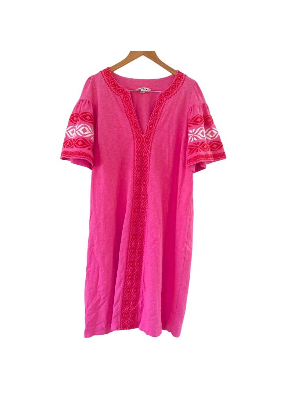 Boden Pink Embroidered Shift Dress, Size 16/18 Tall